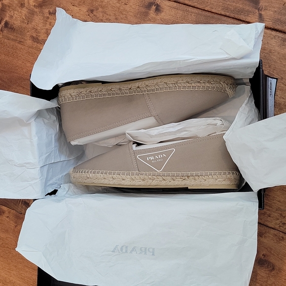 Prada Gabardine Fabric Espadrilles, Beige, 8 Mens - Picture 2 of 8